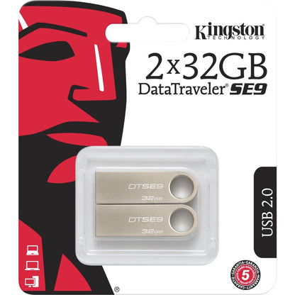 Kingston 32GB USB 2.0 DataTraveler SE9 (Metal casing) (2 Pack) DTSE9H/32GB-2P