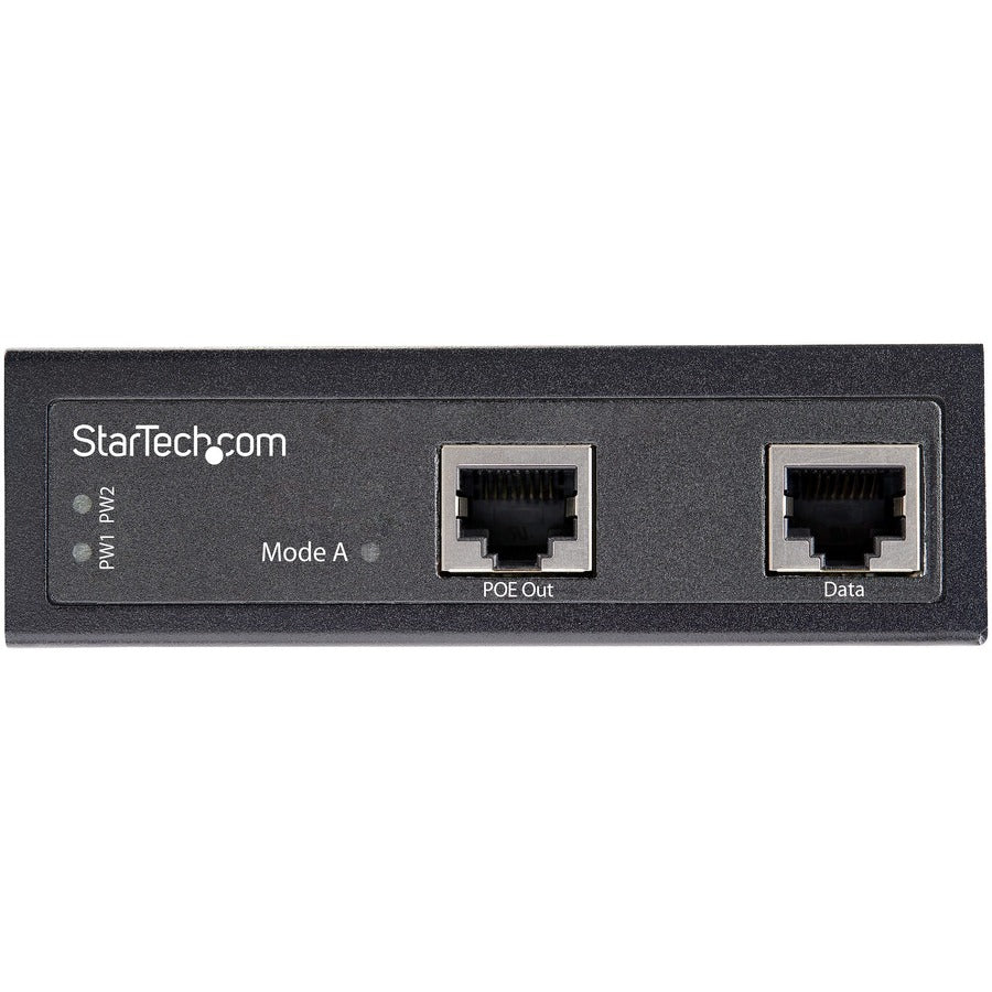 Star Tech.com Industrial Gigabit Ethernet PoE Injector 30W 802.3at PoE+ Midspan 48V-56VDC Power Over Ethernet Injector Adapter -40C to +75C POEINJ30W