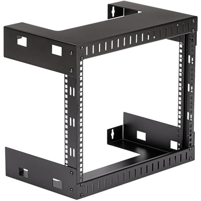 StarTech.com 8U 19" Wall Mount Network Rack, 12" Deep 2 Post Open Frame Server Room Rack for Data/AV/IT/Computer Equipment/Patch Panel with Cage Nuts & Screws 135lb Weight Capacity, Black RK812WALLO