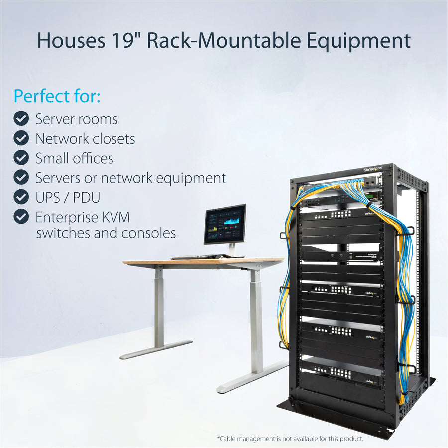 StarTech.com 4 Post Open Frame Rack - 25U Rack Cabinet - Heavy Gauge Mounting Rails - Open Frame - Server Rack (4POSTRACK25) 4POSTRACK25