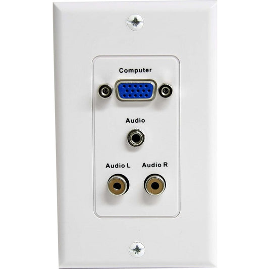 StarTech.com 15-Pin Female VGA Wall Plate with 3.5mm and RCA - White VGAPLATERCA