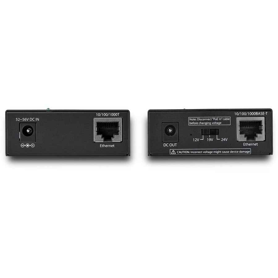 Star Tech.com 1 Port Gigabit PoE Injector & Splitter Kit - 60W High/Ultra Power over Ethernet Injector 100m - 12V-24VDC Out 802.3bt Midspan UPOESPLT1G