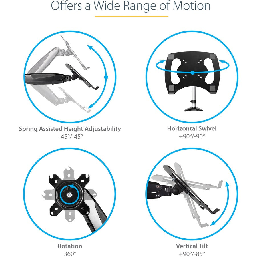 StarTech.com Desk Mount Laptop Arm, Full Motion Articulating Arm/Stand for Laptop or 34 inch Monitor, VESA Mount Laptop Tray, Adjustable ARMUNONB1