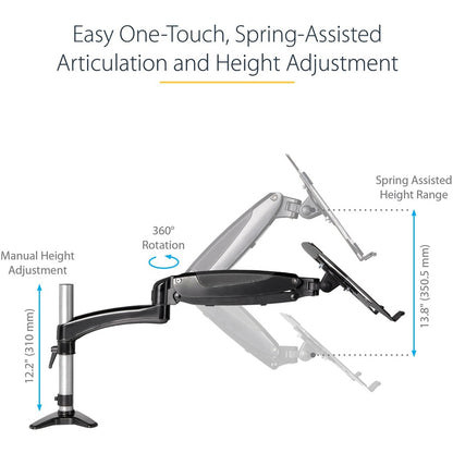 StarTech.com Desk Mount Laptop Arm, Full Motion Articulating Arm/Stand for Laptop or 34 inch Monitor, VESA Mount Laptop Tray, Adjustable ARMUNONB1