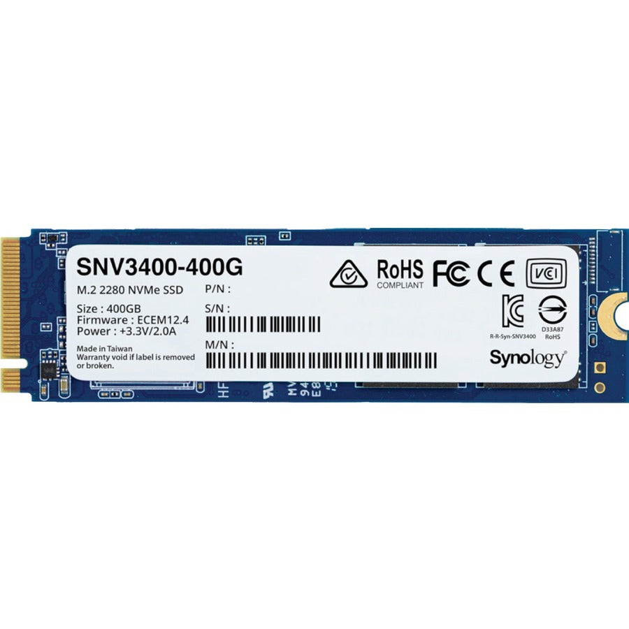 Synology SNV3400-400G 400 GB Solid State Drive - M.2 2280 Internal - PCI Express NVMe (PCI Express NVMe 3.0 x4) SNV3400-400G