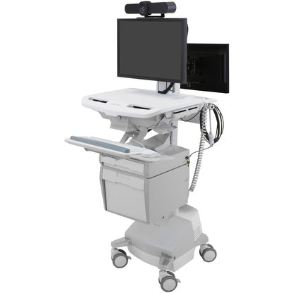 Ergotron StyleView Telepresence Cart, Back-to-Back Monitors, Powered SV44-57E1-1