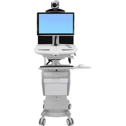 Ergotron StyleView Telepresence Cart, Back-to-Back Monitors, Powered SV44-57E1-1