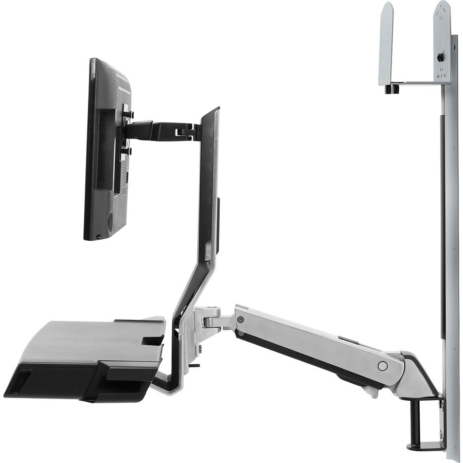 Ergotron StyleView Wall Mount for Monitor, Keyboard, Bar Code Scanner, CPU, Mouse, Wrist Rest - Polished Aluminum 45-595-026