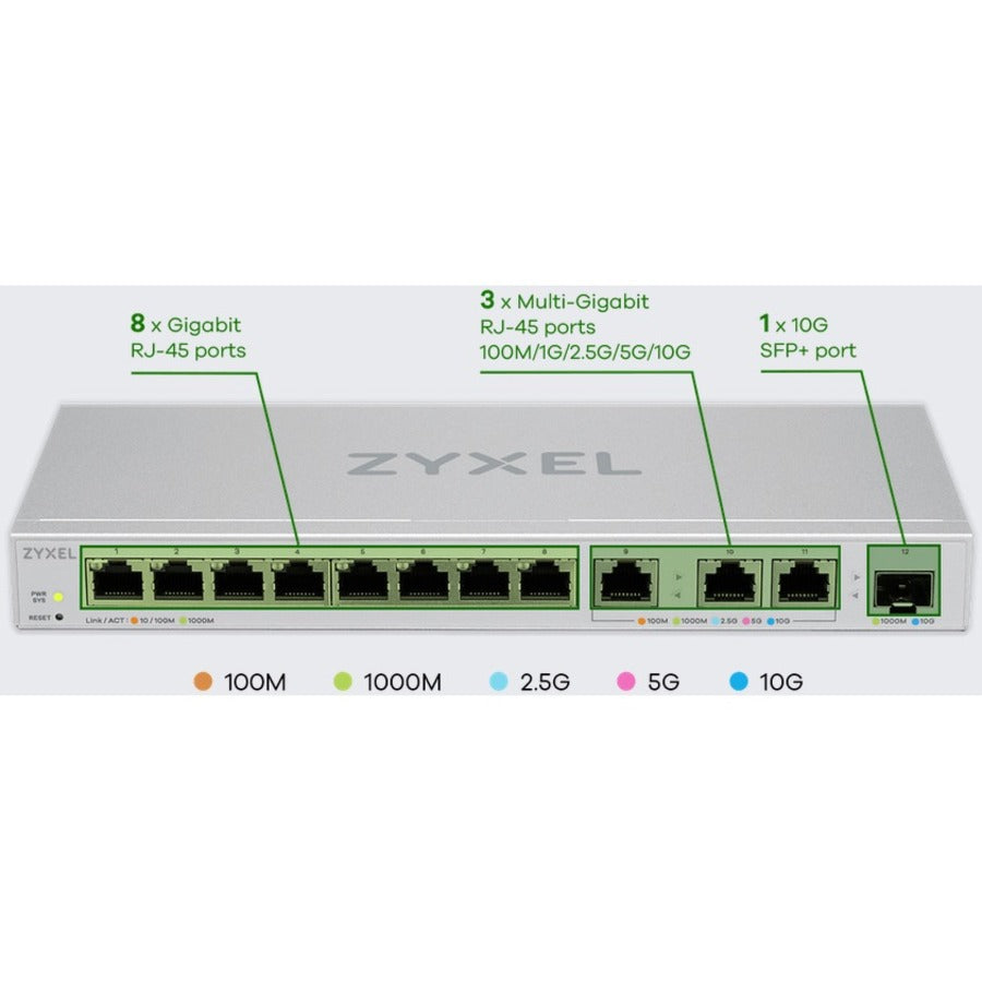 ZYXEL 12-Port Web-Managed Multi-Gigabit Switch Includes 3-Port 10G and 1-Port 10G SFP+ XGS1250-12