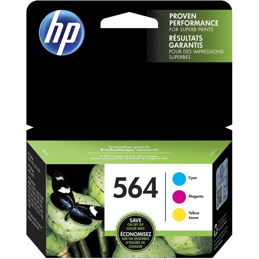 HP 564 Original Standard Yield Inkjet Ink Cartridge - Cyan, Yellow, Magenta - 3 / Pack N9H57FN#140