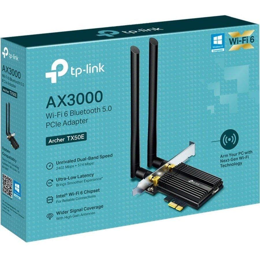 TP-Link Archer TX50E IEEE 802.11ax Bluetooth 5.0 Wi-Fi/Bluetooth Combo Adapter for Desktop Computer ARCHER TX50E