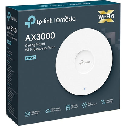 TP-Link EAP650 Dual Band IEEE 802.11 a/b/g/n/ac/ax 2.93 Gbit/s Wireless Access Point EAP650