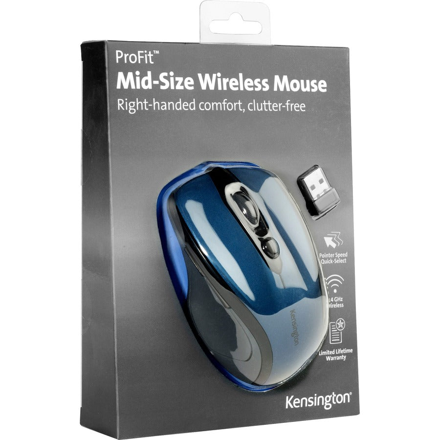 Kensington Pro Fit Mid-Size Wireless Mouse Graphite Gray 72421