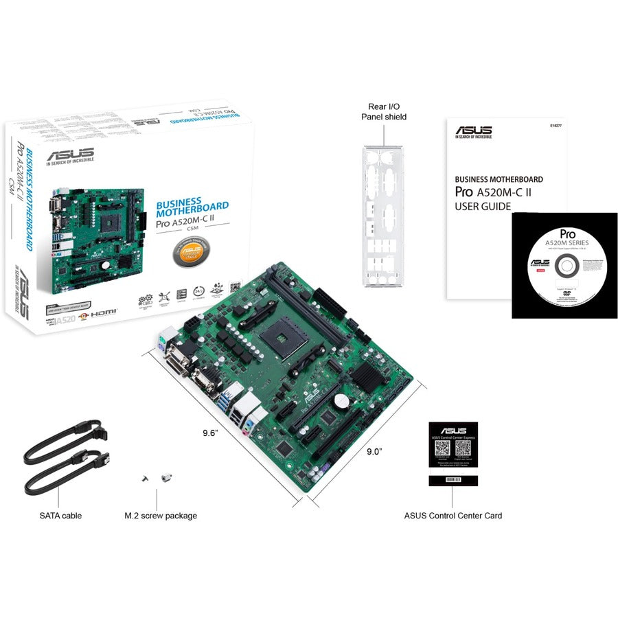 Asus A520M-C II/CSM Desktop Motherboard - AMD Chipset - Socket AM4 - Micro ATX PRO A520M-C II/CSM