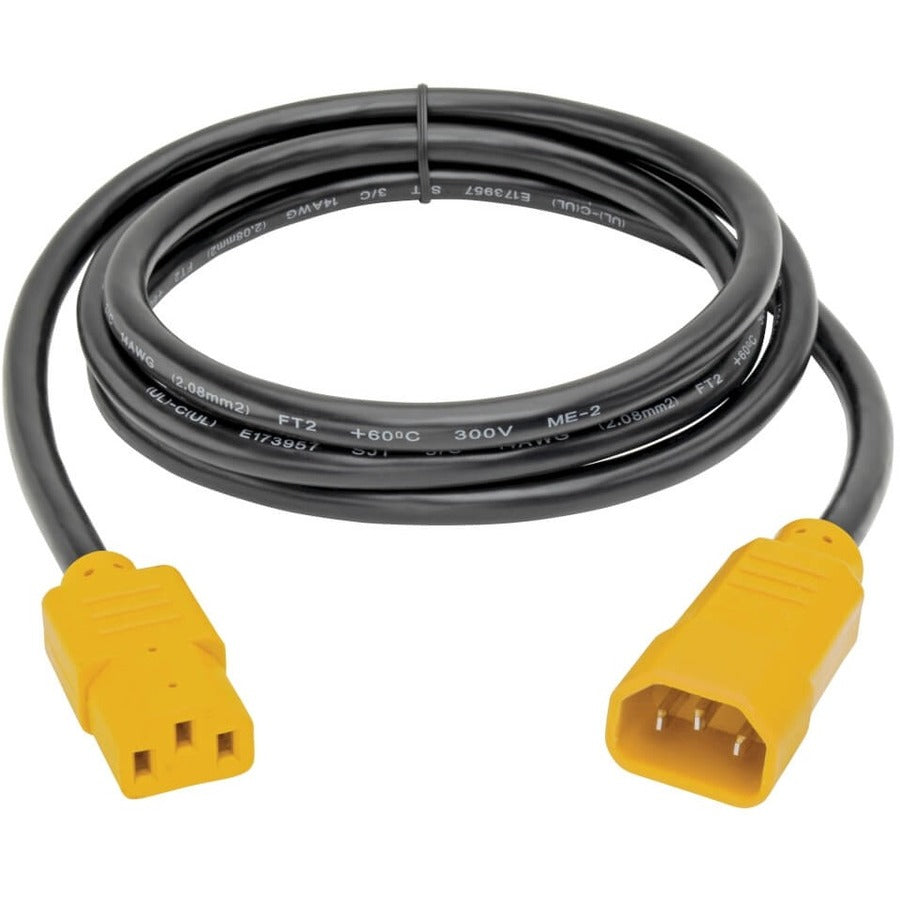 Tripp Lite 6ft Power Cord Extension Cable C14 to C13 Heavy Duty Yellow 15A 14AWG 6' P005-006-YW