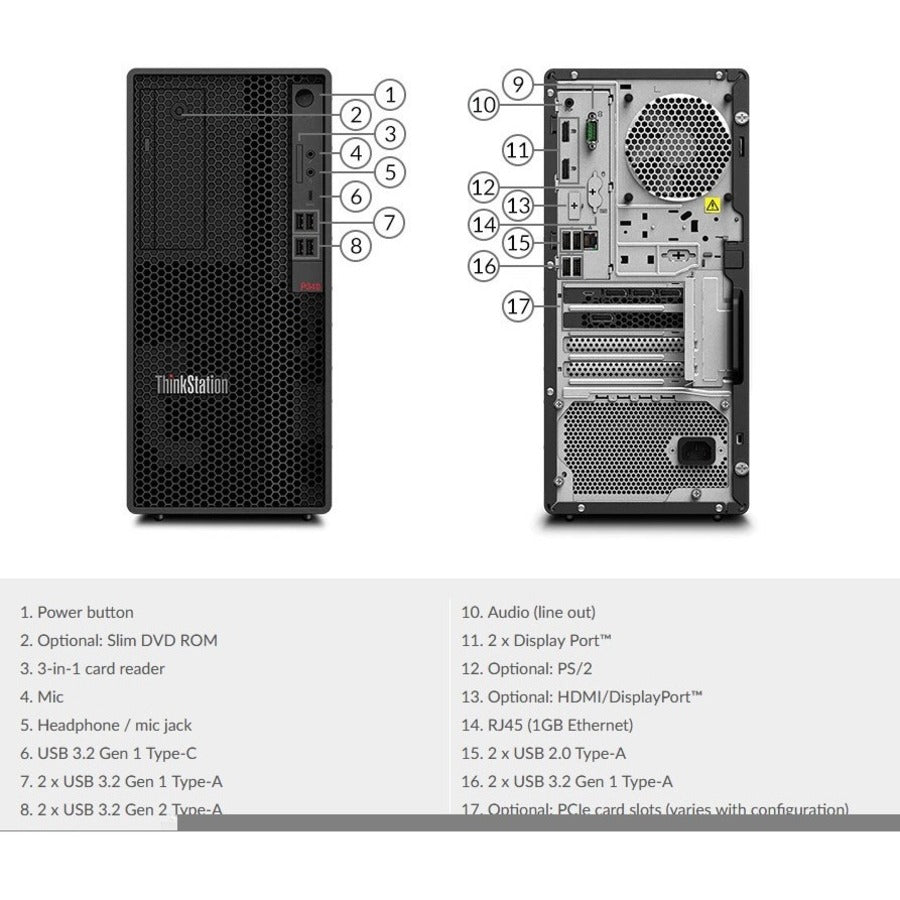 Lenovo ThinkStation P340 30DH00JACA Workstation - 1 x Intel Core i7 Octa-core (8 Core) i7-10700 10th Gen 2.90 GHz - 16 GB DDR4 SDRAM RAM - 512 GB SSD - Tower - Raven Black 30DH00JACA