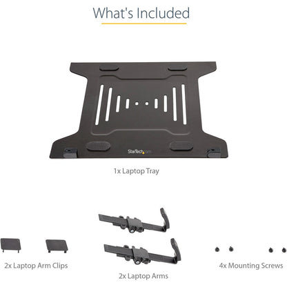 StarTech.com VESA Laptop Tray, Adjustable Monitor Arm Laptop Tray, Secures Notebooks up to 4.5kg (9.9lb), 75x75 & 100x100 VESA, Ventilated LAPTOP-ARM-TRAY