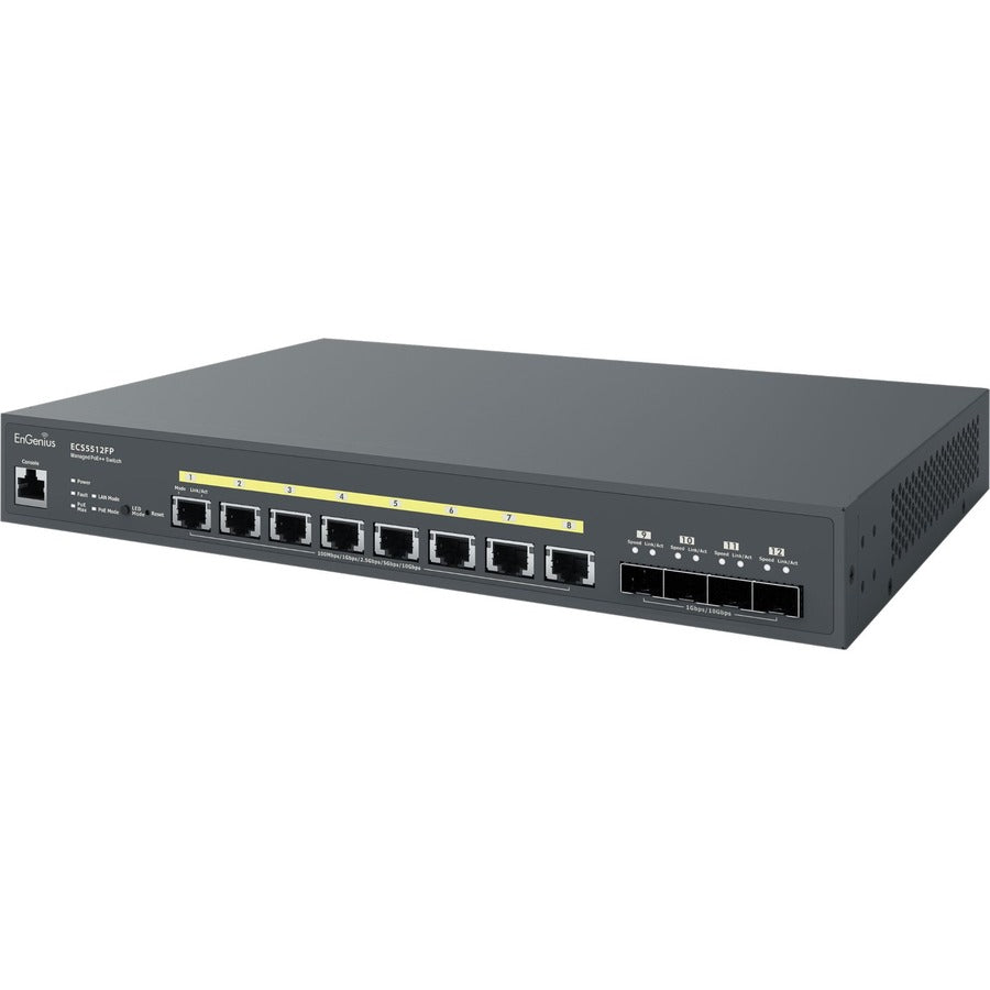 EnGenius Cloud Managed 8-Port 10 Gigabit PoE++ Switch with 4 SFP+ Ports ECS5512FP