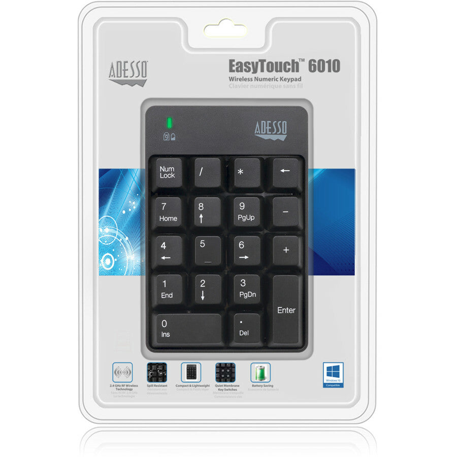 Adesso Wireless Spill Resistant 18-Key Numeric Keypad WKB-6010UB