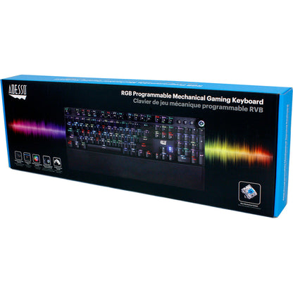 Adesso RGB Programmable Mechanical Gaming Keyboard with Detachable Magnetic Palmrest AKB-650EB