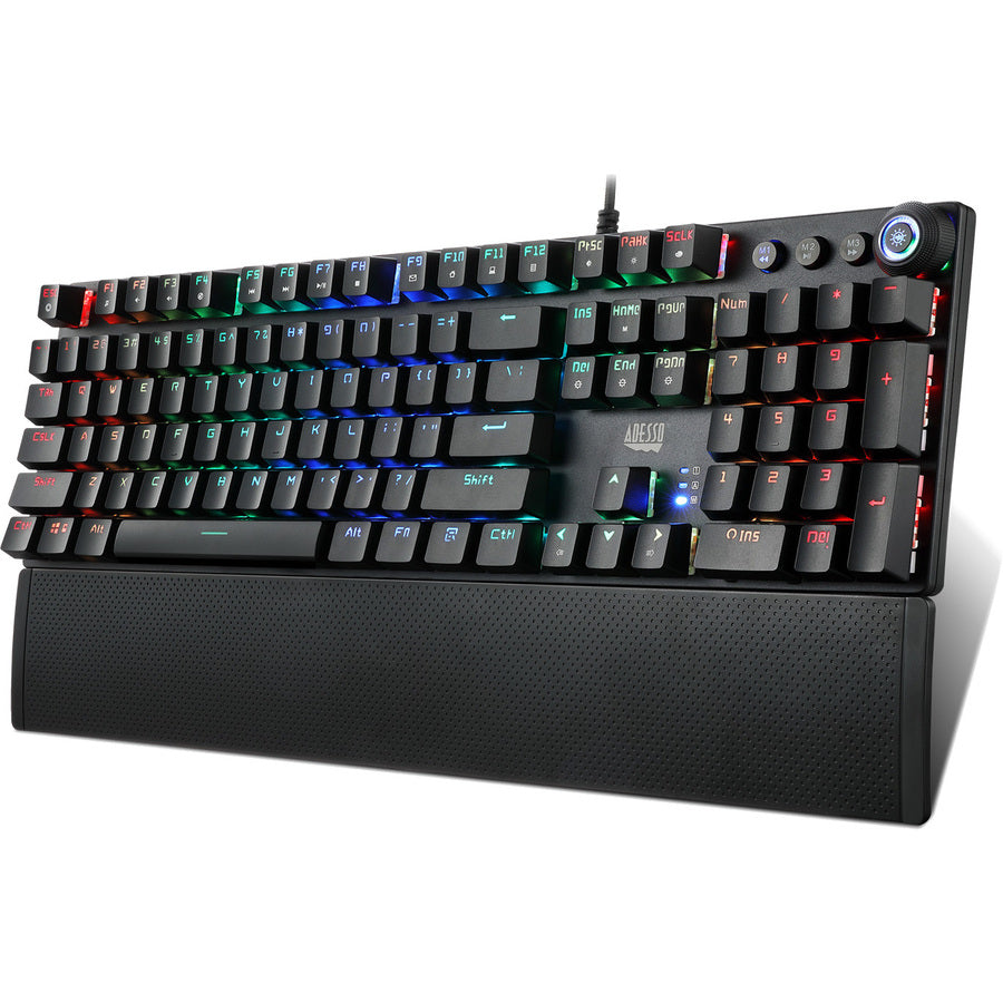 Adesso RGB Programmable Mechanical Gaming Keyboard with Detachable Magnetic Palmrest AKB-650EB