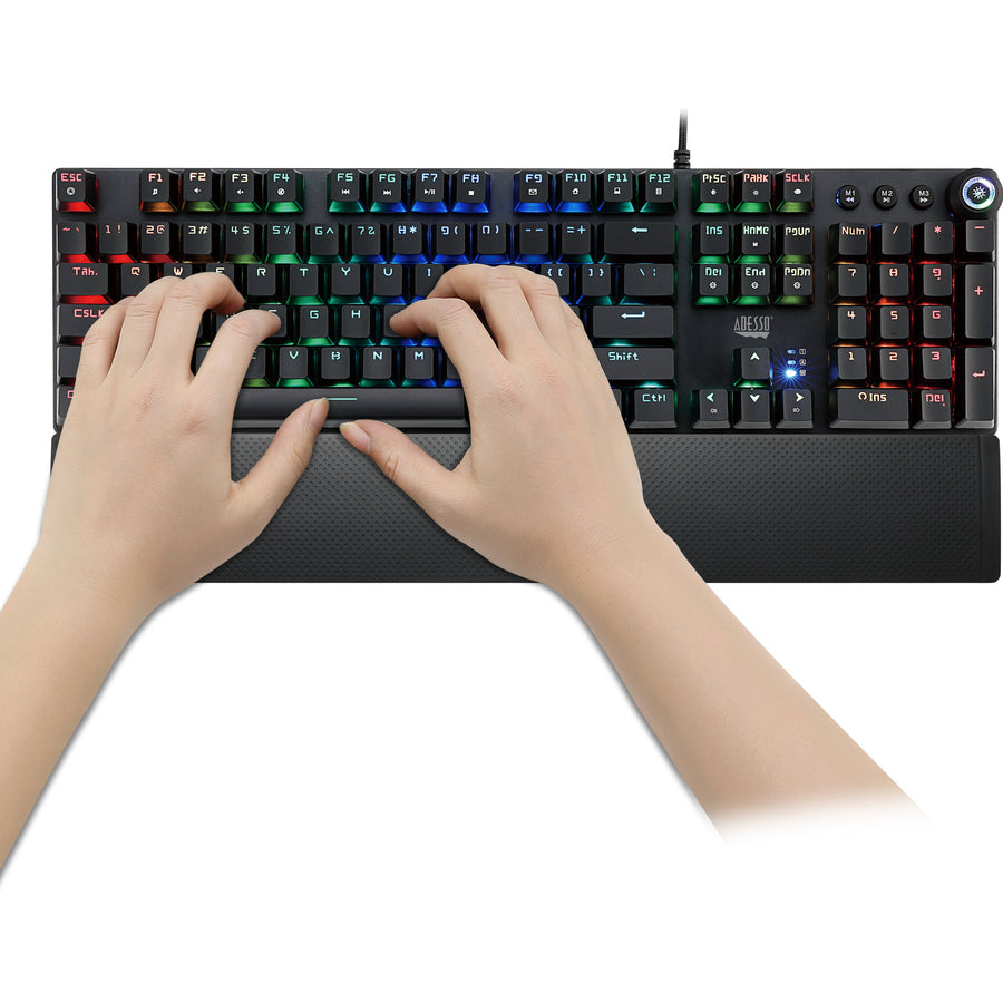 Adesso RGB Programmable Mechanical Gaming Keyboard with Detachable Magnetic Palmrest AKB-650EB