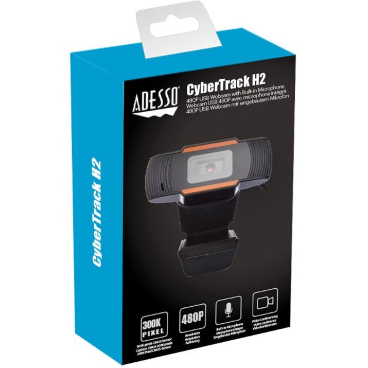 Adesso CyberTrack CyberTrack H2 Webcam - 0.3 Megapixel - 30 fps - Black - USB 2.0 CYBERTRACK H2