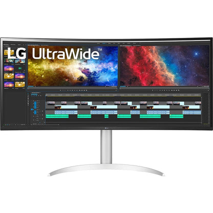 LG Ultrawide 38WP85C-W 37.5" UW-QHD+ Curved Screen LCD Monitor - 21:9 - Silver, White 38WP85C-W