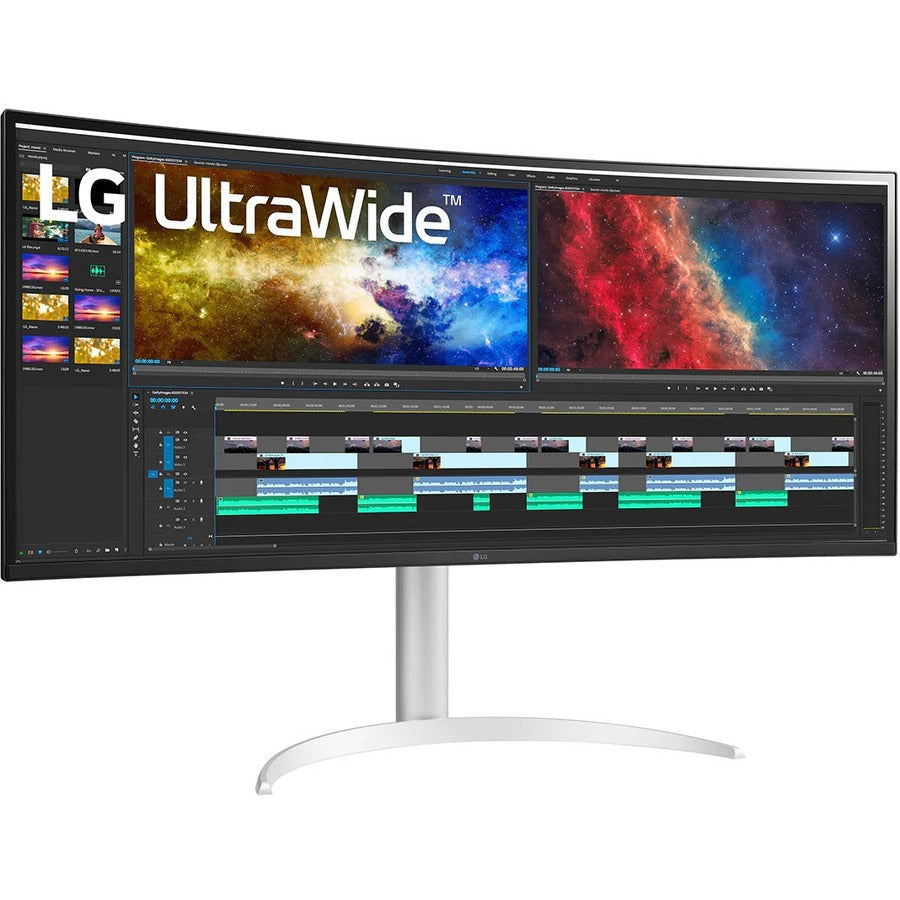 LG Ultrawide 38WP85C-W 37.5" UW-QHD+ Curved Screen LCD Monitor - 21:9 - Silver, White 38WP85C-W