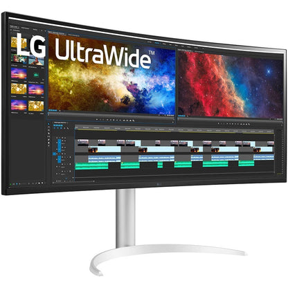 LG Ultrawide 38WP85C-W 37.5" UW-QHD+ Curved Screen LCD Monitor - 21:9 - Silver, White 38WP85C-W