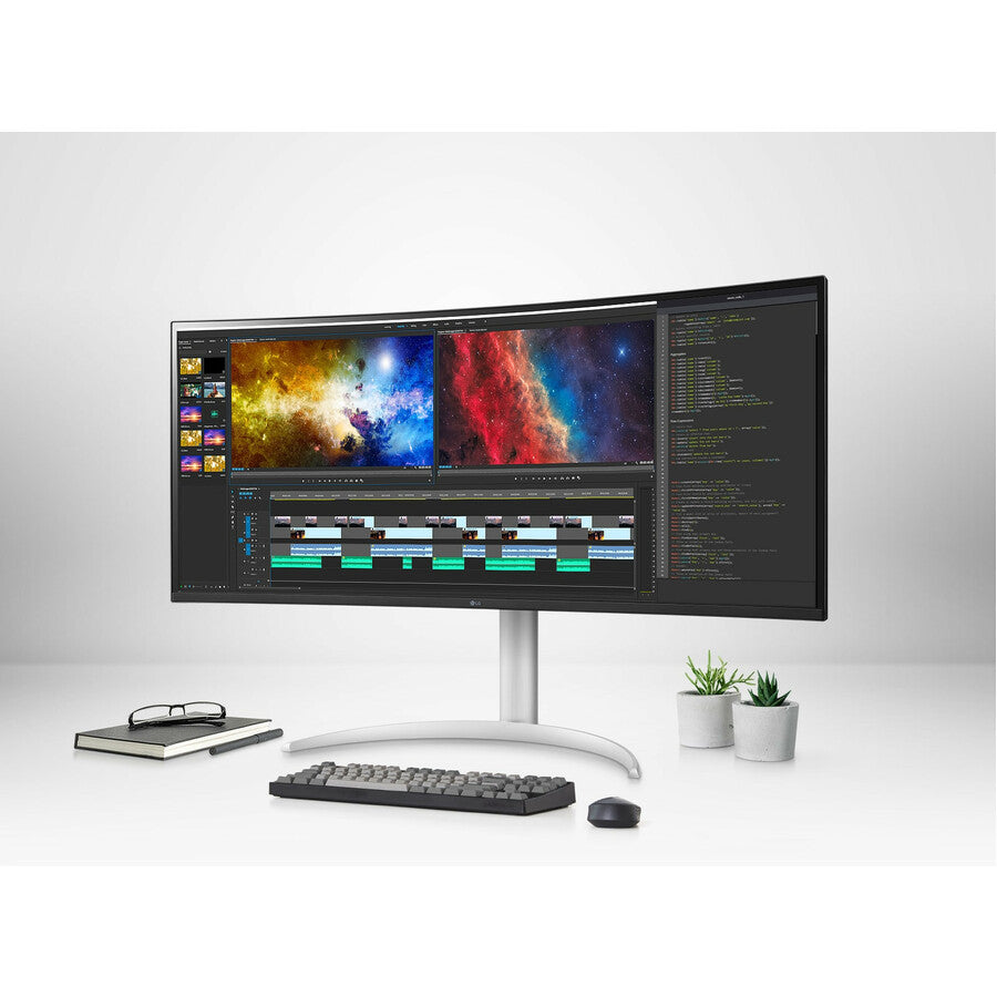 LG Ultrawide 38WP85C-W 37.5" UW-QHD+ Curved Screen LCD Monitor - 21:9 - Silver, White 38WP85C-W