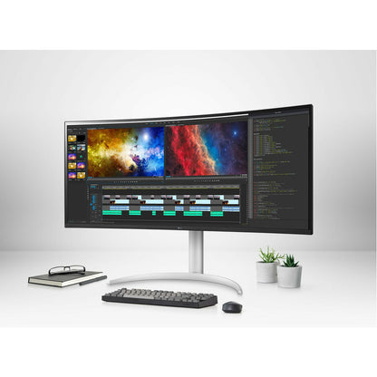 LG Ultrawide 38WP85C-W 37.5" UW-QHD+ Curved Screen LCD Monitor - 21:9 - Silver, White 38WP85C-W