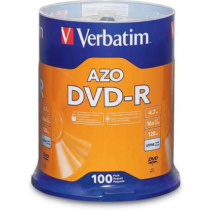 Verbatim 95102 DVD Recordable Media - DVD-R - 16x - 4.70 GB - 100 Pack Spindle 95102