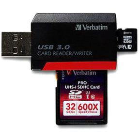 Verbatim Pocket Card Reader, USB 3.0 - Black 98538