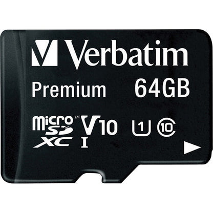 Verbatim 64GB Premium microSDXC Memory Card with Adapter, UHS-I V10 U1 Class 10 44084