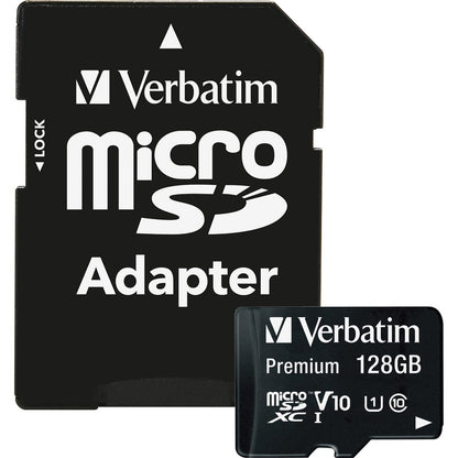 Verbatim 128GB Premium microSDXC Memory Card with Adapter, UHS-I Class 10 44085