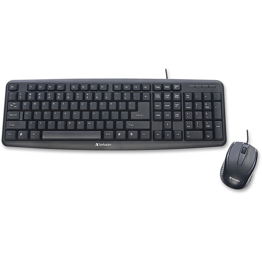 Verbatim Slimline Corded USB Keyboard and Mouse-Black 99202