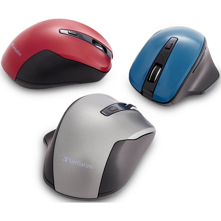 Verbatim Silent Ergonomic Wireless Blue LED Mouse - Graphite 70242