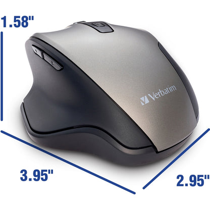 Verbatim Silent Ergonomic Wireless Blue LED Mouse - Graphite 70242