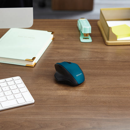 Verbatim Silent Ergonomic Wireless Blue LED Mouse - Dark Teal 70244