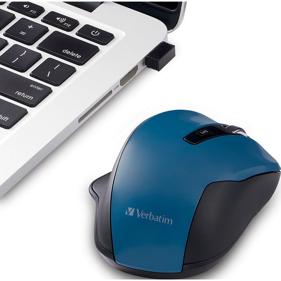 Verbatim Silent Ergonomic Wireless Blue LED Mouse - Dark Teal 70244