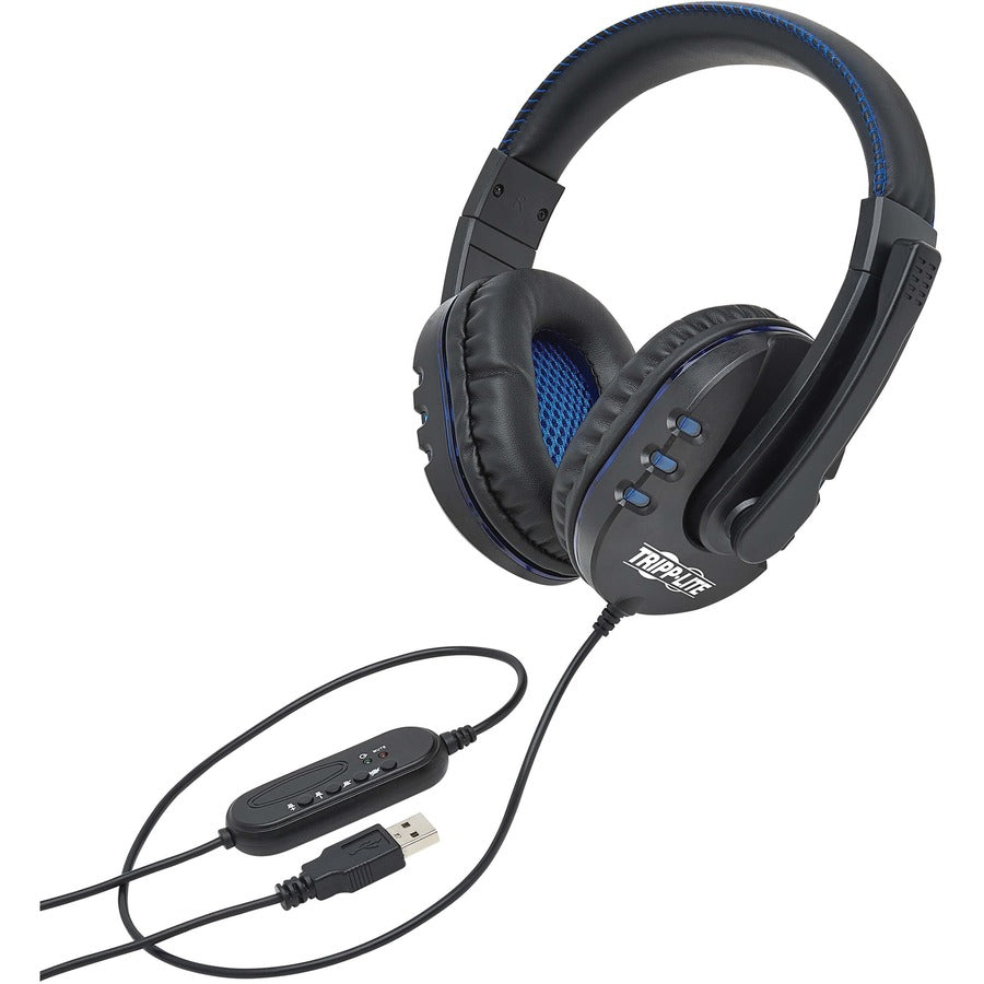 Tripp Lite USB Gaming Headset with Built-In Microphone, Audio Control and LEDs AHS-002-LED