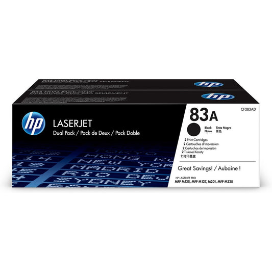 HP 83A (CF283AD) Original Laser Toner Cartridge - Dual Pack - Black - 2 / Carton CF283AD