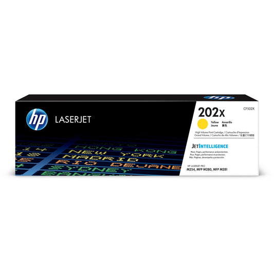 HP 202X (CF502X) Original High Yield Laser Toner Cartridge - Yellow - 1 Each CF502X