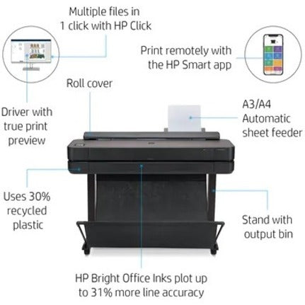 HP Designjet T630 Inkjet Large Format Printer - 36" Print Width - Color 5HB11A#B1K