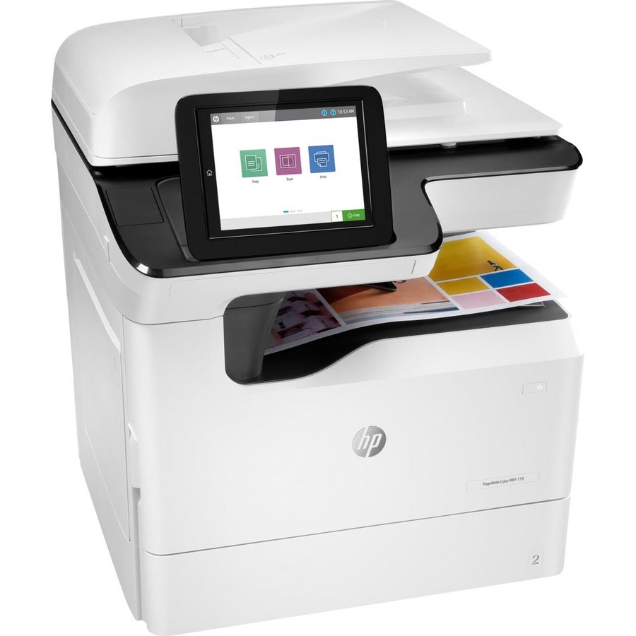 HP 779 779dn Page Wide Array Multifunction Printer-Color-Copier/Scanner-65 ppm Mono/Color Print-2400x1200 Print-Automatic Duplex Print-100000 Pages Monthly-650 sheets Input-Color Scanner-600 Optical Scan-Gigabit Ethernet 4PZ45A#B1H