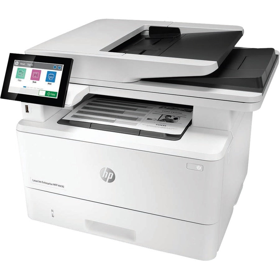 HP LaserJet M430f Laser Multifunction Printer-Monochrome-Copier/Fax/Scanner-42 ppm Mono Print-1200x1200 Print-Automatic Duplex Print-100000 Pages Monthly-350 sheets Input-Color Scanner-600 Optical Scan-Monochrome Fax-Gigabit Ethernet 3PZ55A#BGJ