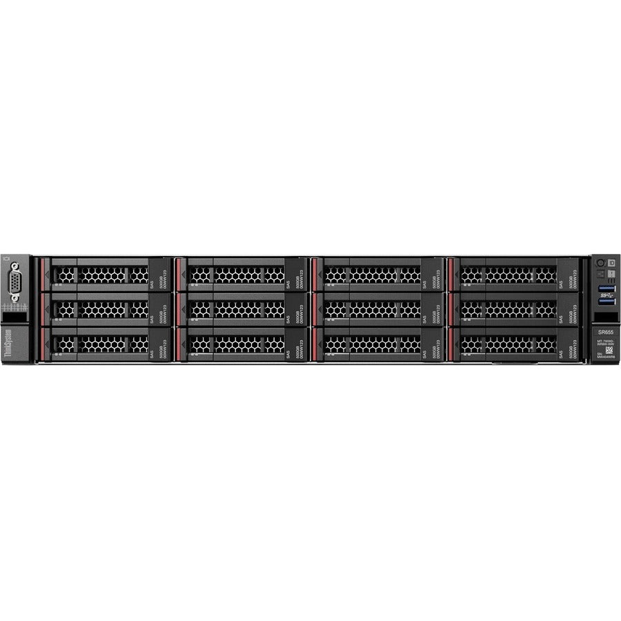 Lenovo ThinkSystem SR655 7Z01A057NA 2U Rack Server - 1 x AMD EPYC 7252 3.10 GHz - 16 GB RAM - Serial ATA Controller 7Z01A057NA