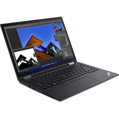 Lenovo ThinkPad X13 Yoga Gen 3 21AW002NUS 13.3" Touchscreen Convertible 2 in 1 Notebook - WUXGA - 1920 x 1200 - Intel Core i7 12th Gen i7-1255U Deca-core (10 Core) - 16 GB Total RAM - 16 GB On-board Memory - 256 GB SSD - Thunder Black 21AW002NUS