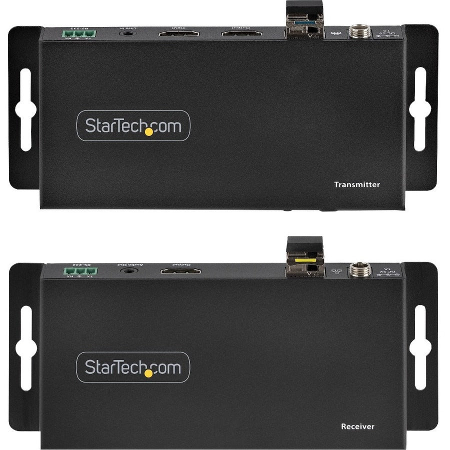 StarTech.com 4K HDMI over Fiber Extender Kit, 4K 60Hz, 3300ft (1km) Single Mode/1000ft (300m) Multimode LC Fiber Optic, HDR, IR Extender ST121HD20FXA2